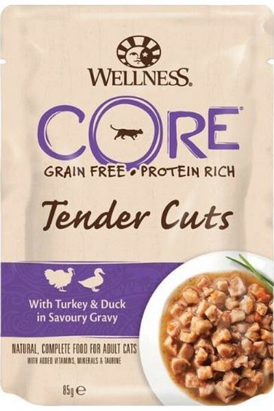 wellness Core Tender Cuts Turkey with Duck Adult Cat 85g Pack of 12