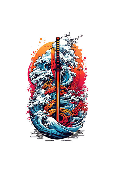 INOVATIX Set de 8 piese, autocolant sabie katana, INOVATIX®. 6 cm