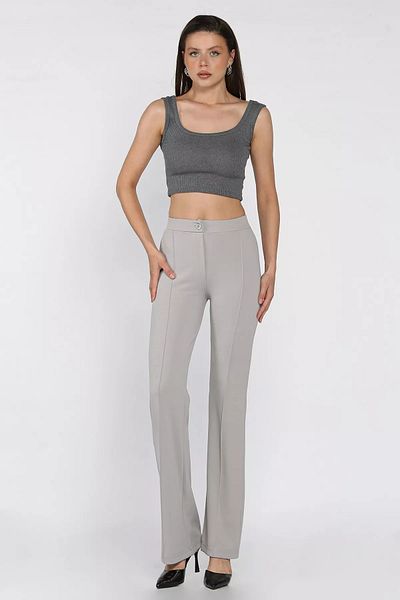 GÜLSELİ Gray Women's Grass Wide Leg Trousers
