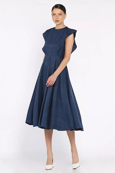 GÜLSELİ Γυναικείο φόρεμα με λαιμόκοψη Navy Blue