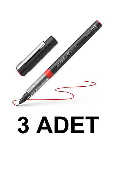 Schneiders 3 Pcs Roller Pen Xtra 805 Needle Tip 0.5 Red Scx037