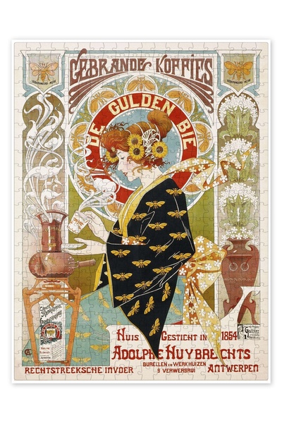 Jeronkarji Kahve Dükkanı Reklamı - Art Nouveau Kafe 500 Parça Puzzle Yapboz M...