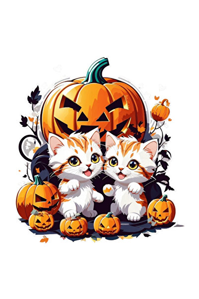 INOVATIX Set de 8 autocolante cu pisicuțe și dovleci de Halloween, INOVATIX®....