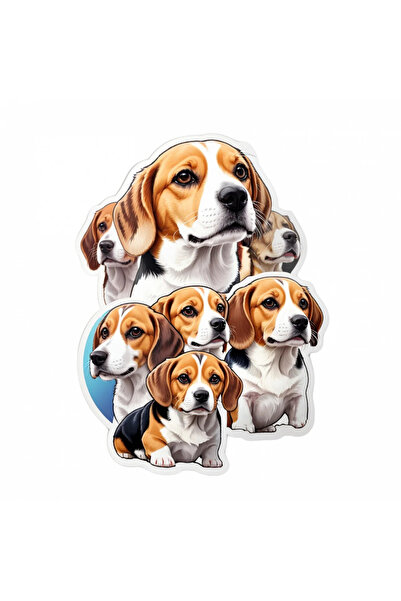 INOVATIX Set de 8 autocolante cu câini Beagle în grup, INOVATIX®. 6 cm