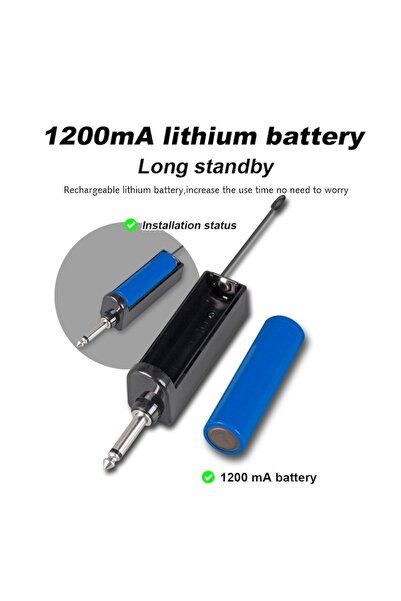 OEM Set doua microfoane wireless, receiver wireless UHF 6.3mm, grila metal, negru