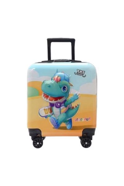 OEM Troler cabina copii cu desene animate 3D de 43 x 36 x 23 cm pentru copii, ZUBI HOME, cu 4 roti