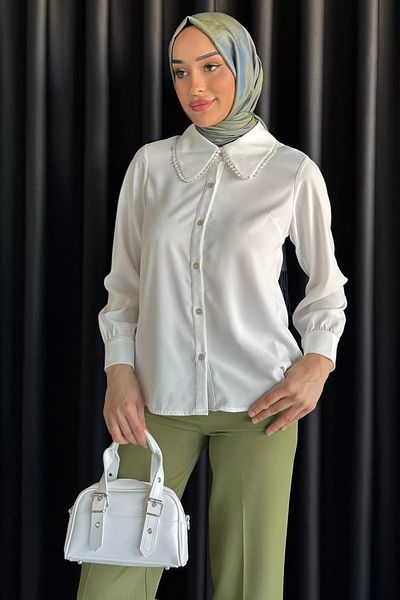 julude Πουκάμισο Hijab με λευκό γιακά