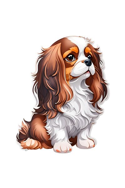 INOVATIX Set de 8 bucăți, autocolant Sad Spaniel, INOVATIX®. 6 cm