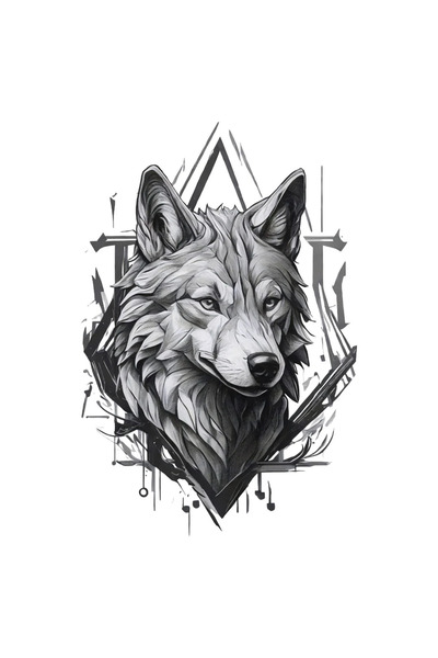 INOVATIX Set de 8 bucăți, autocolant profil cap de lup, INOVATIX®. 6 cm