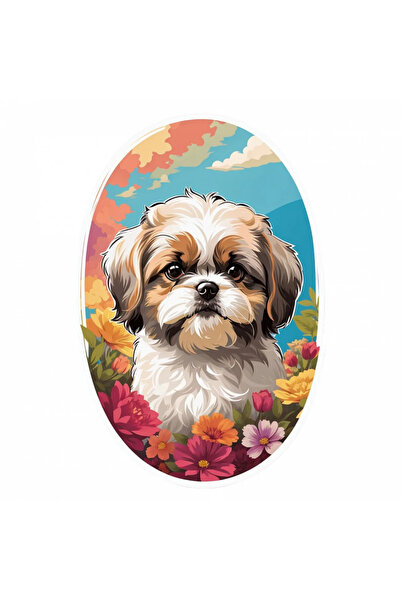 INOVATIX Set de 8 piese, autocolant câine Shih Tzu, INOVATIX®. 6 cm