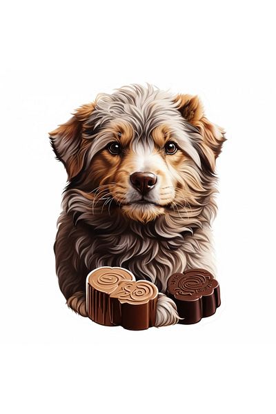 INOVATIX Set de 8 bucăți, autocolant câine Chocolate Yorkshire, INOVATIX®. 6 cm