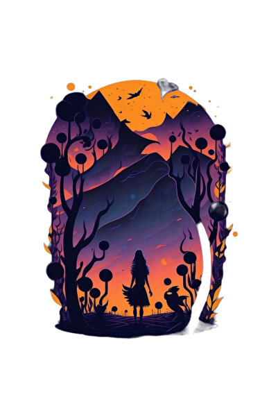 INOVATIX Σετ 8 τεμαχίων, αυτοκόλλητο σιλουέτα κοριτσιού στο ηλιοβασίλεμα, INO...