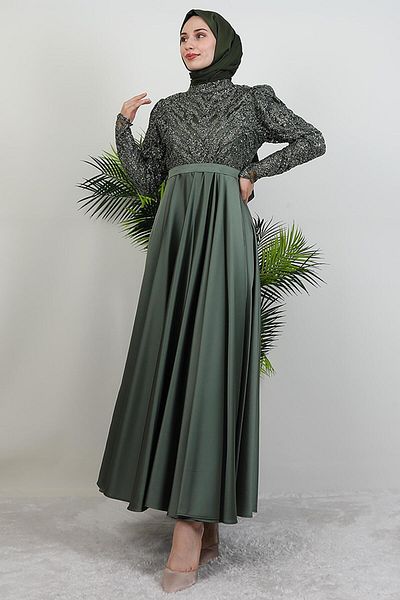 GİYZAMİLA Βραδινό φόρεμα Velora Hijab Χακί