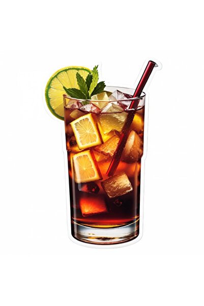 INOVATIX Set de 8 piese, Autocolant cocktail întunecat și furtunos cu cuburi de lămâie, INOVATIX®. 6 cm