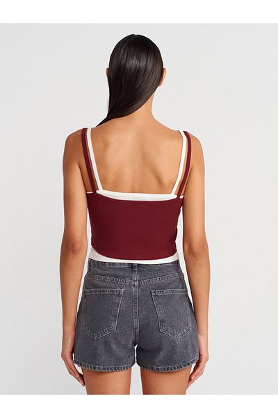 Dilvin 21085 Double Look Strap Top-Light Claret Red