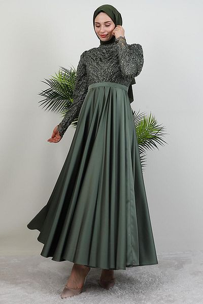 GİYZAMİLA Βραδινό φόρεμα Velora Hijab Χακί