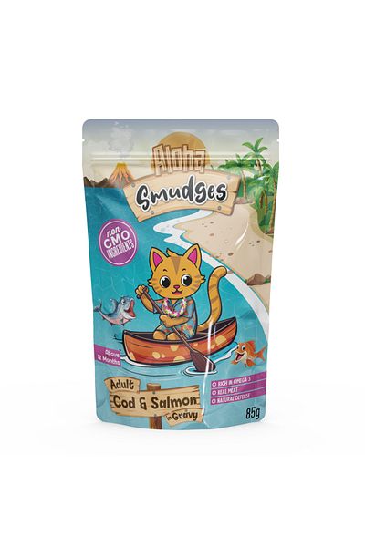Smudges Aloha Smudges Cod & Salmon Adult Cat wet food in Gravy 85g Pouch Pack of 12