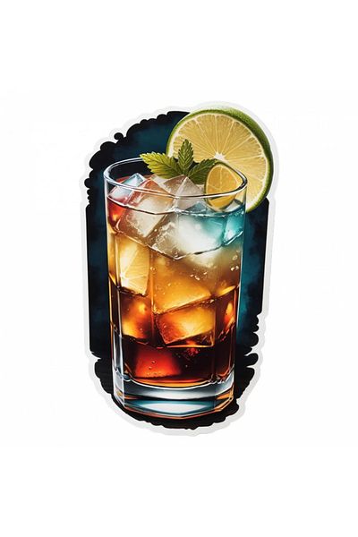 INOVATIX Set de 8 piese, Autocolant cocktail întunecat și furtunos cu gheață, INOVATIX®. 6 cm