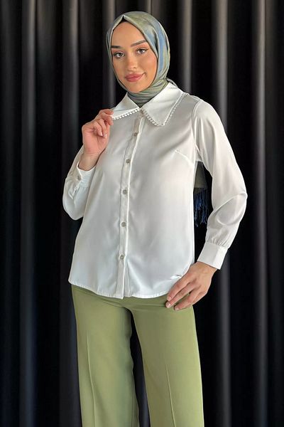 julude Πουκάμισο Hijab με λευκό γιακά