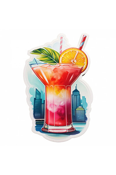 INOVATIX Set de 8 piese, autocolant cocktail Daiquir cu pai, INOVATIX®. 6 cm