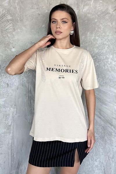 GÜLSELİ Tricou de damă Stone Crew Neck imprimat Stone