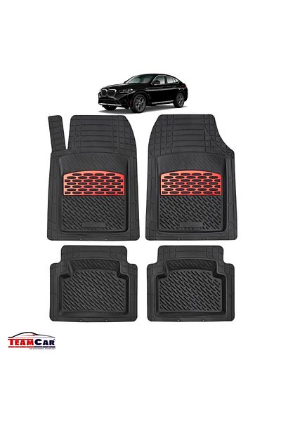 TEAMCAR Car Mats ®Tab Type Compatible Bmw X4 G02 (2018–2025) Red