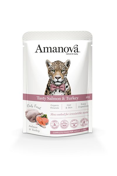 Amanova Pouch Cat Tasty Salmon & Turkey Wet Food 85g Pack of 12