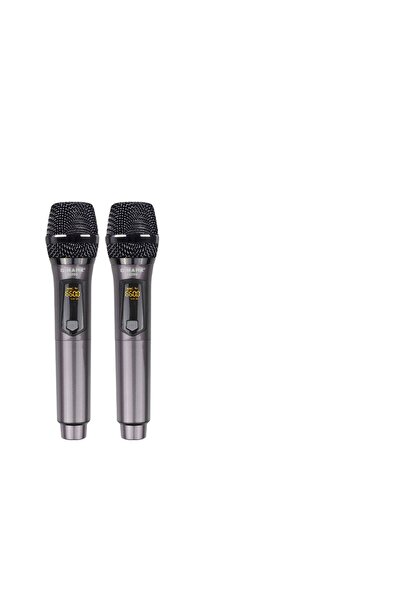 OEM Set doua microfoane wireless, receiver wireless UHF 6.3mm, grila metal, negru