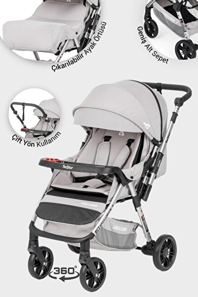 Wellgro Twister Çift Yönlü Bebek Arabası, Gri