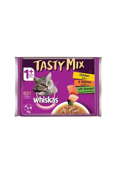 Whiskas Whiskas Tasty Mix Chicken & Salmon Wet Cat Food (4 x 70g) Pack of 12