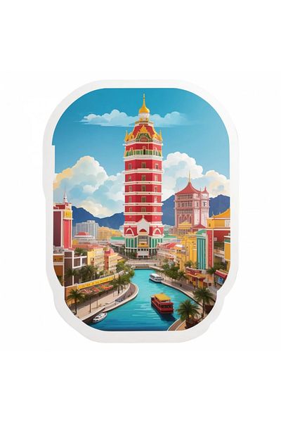 INOVATIX Set of 8 pieces, Macau City Sticker, INOVATIX®. 6 cm