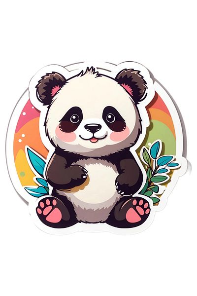 INOVATIX Set de 8 bucăți, autocolant panda fericit, INOVATIX®. 6 cm
