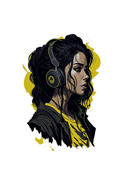 INOVATIX Set de 8 piese, autocolant Fată cu căști, INOVATIX®. 6 cm