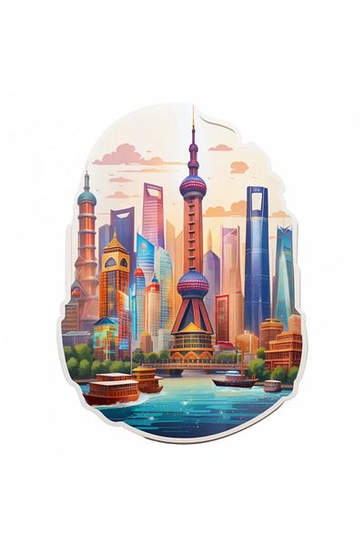 INOVATIX Set of 8 pieces, Shanghai City Sticker, INOVATIX®. 6 cm