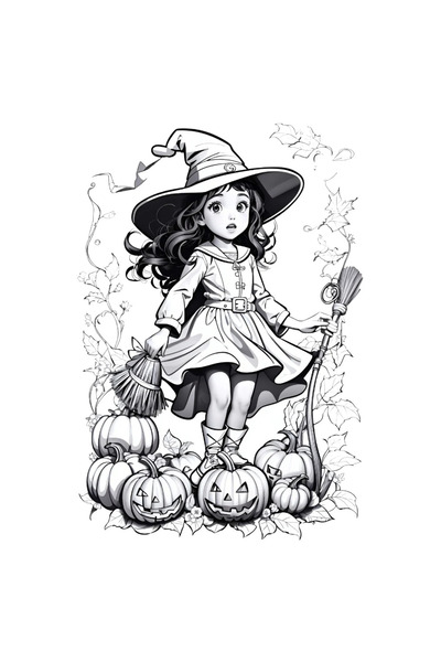 INOVATIX Set de 8 piese, autocolant cu fetiță de Halloween, INOVATIX®. 6 cm