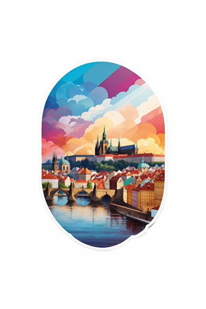 INOVATIX Set de 8 bucăți, autocolant oraș Praga, INOVATIX®. 6 cm