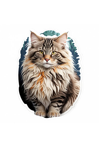 INOVATIX Set de 8 autocolante cu pisica norvegiană de pădure, INOVATIX®. 6 cm