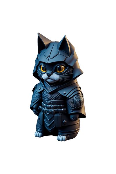 INOVATIX Set de 8 autocolante cu pisica samurai, INOVATIX®. 6 cm