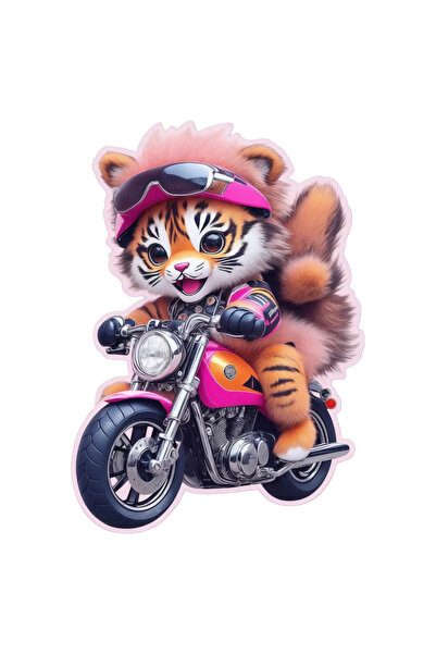 INOVATIX Set de 8 piese, autocolant Tigru mic pe motocicletă, INOVATIX®. 6 cm