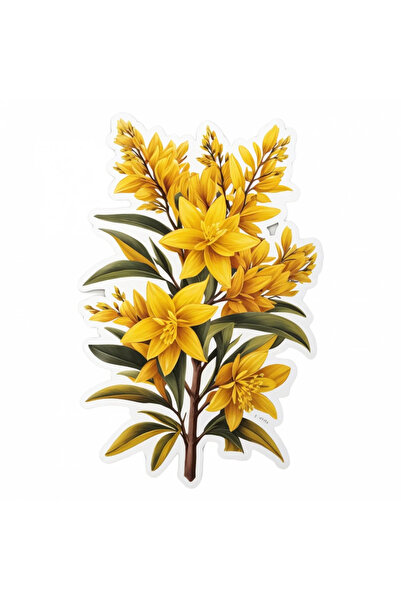 INOVATIX Set de 8 piese, Autocolant Creangă cu flori Forsythia, INOVATIX®. 6 cm