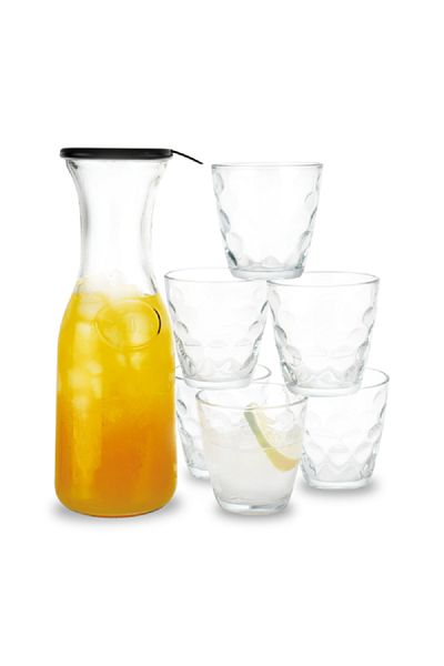Bien Servi 7-Piece Durable Easy Cleaning Dot Design Glass Beverage Set Clear