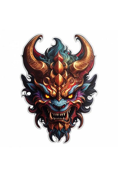 INOVATIX Set de 8 piese, autocolant Demon Buer cu colți, INOVATIX®. 6 cm