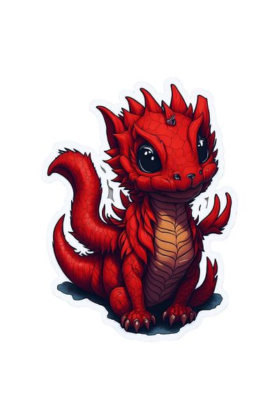 INOVATIX Set de 8 piese, autocolant Dragon de Foc, INOVATIX®. 6 cm