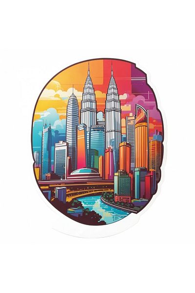 INOVATIX Set de 8 bucăți, autocolant oraș Kuala Lumpur, INOVATIX®. 6 cm