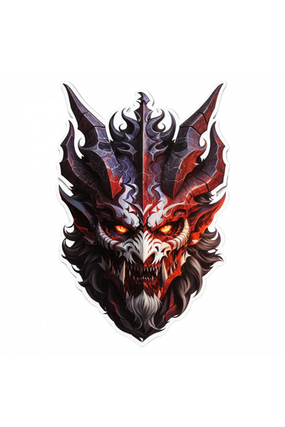 INOVATIX Set de 8 piese, autocolant mască Demon Asmodeus, INOVATIX®. 6 cm