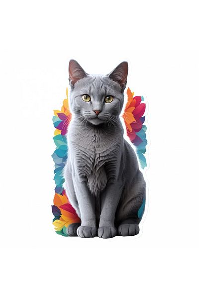 INOVATIX Set of 8 pieces, Russian Blue Cat Sticker, INOVATIX®. 6 cm