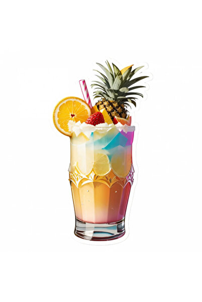 INOVATIX Set de 8 autocolante cocktail Pina Colada cu ananas, INOVATIX®. 6 cm