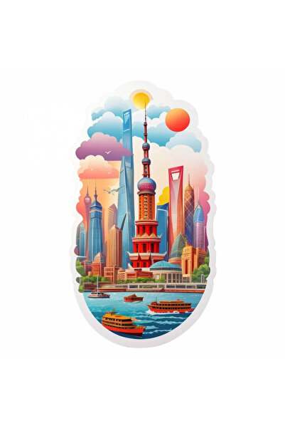 INOVATIX Set de 8 bucăți, autocolant oraș Shanghai, INOVATIX®. 6 cm