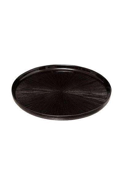 Generic طبق حلوى أسترا الزجاجي الأنيق ذو الشكل الدائري من Secret de Gourmet باللون الأسود مقاس 21 سم
