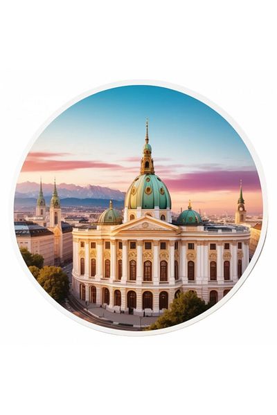 INOVATIX Set de 8 piese, autocolant orașul Viena Palatul Hofburg, INOVATIX®. 6 cm